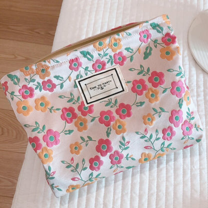 Antmvs Antmvs Large Capacity Travel Makeup Bag Skincare Bag Toiletry Organizer Makeup Pouch Clutch Fashion Simple Floral Jacquard Cosmetic Bag