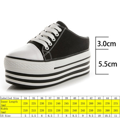 antmvs   Spring Summer Casual Shoes Women's Fashion Breathable Canvas Women Slippers Round Head Lace Up Platform Women's Shoes