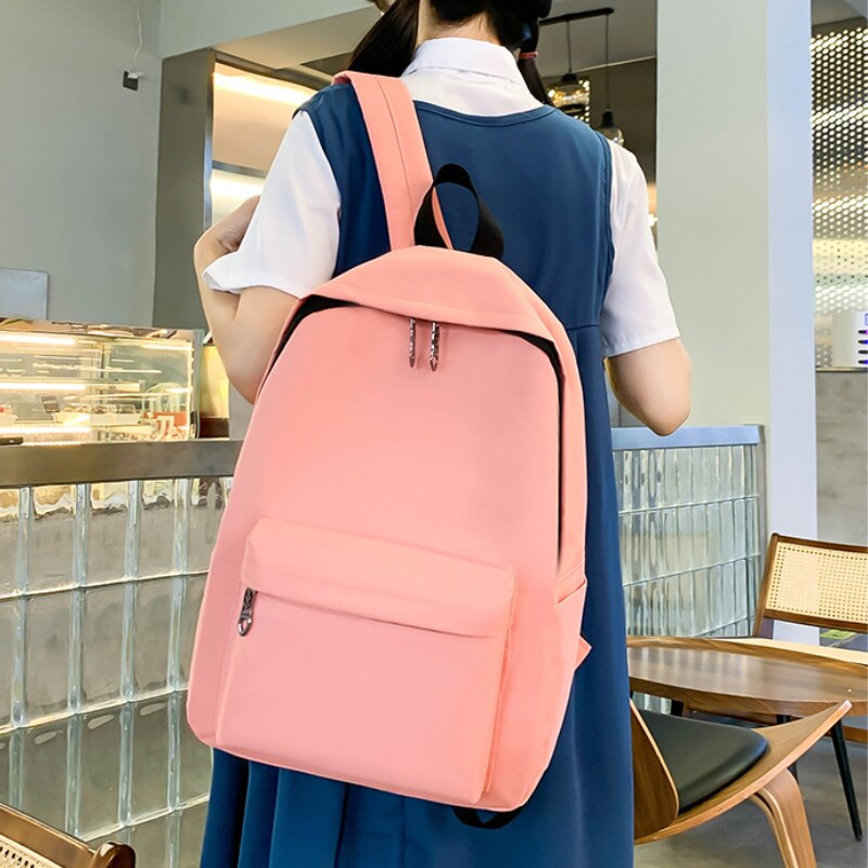 Antmvs Antmvs    Women's Bag Large Capacity Women's Backpack Simple and Versatile Backpack Zipper Solid  Women's Student Bag