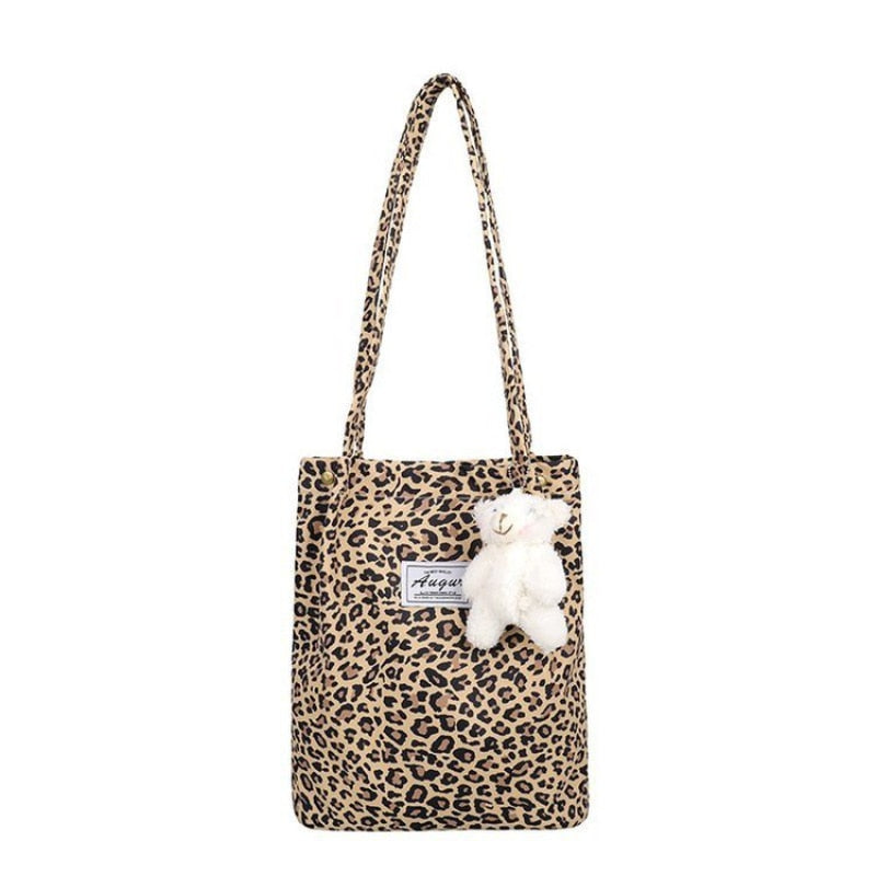 Antmvs Antmvs Korean Chic Big Casual Tote Bag Leopard Shoulder Bag Ladies Canvas Bag New Shopping Bag Student Print Handbag Bolsa Mujer