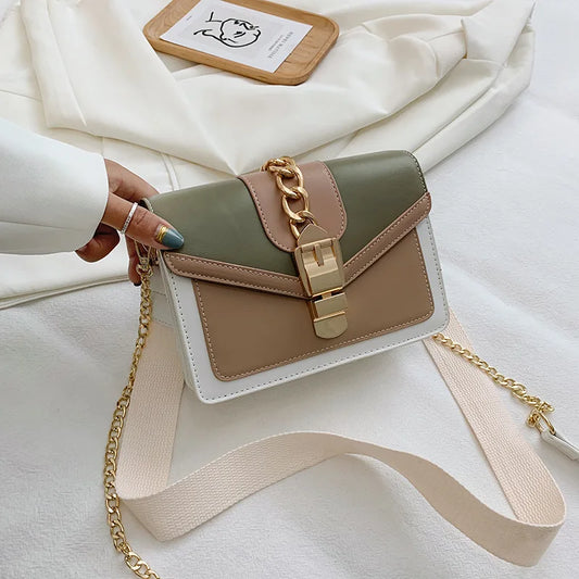 Antmvs Antmvs - Fashion Women Chain Crossbody Bag Leisure Splice Small Square Shoulder Bag Luxury Design Messenger Bag Travel Purse and Handbag