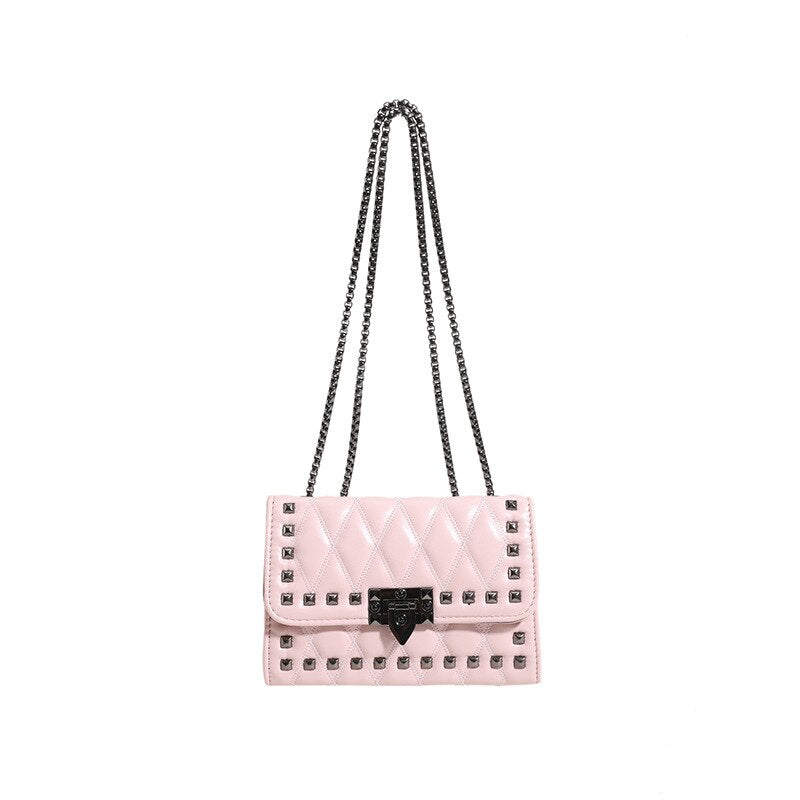 Antmvs Antmvs Luxury Rivet Chain Crossbody Bags For Women Diamond Lattice PU Leather Shoulder Bag Trendy Lock Ladies Purses and Handbags