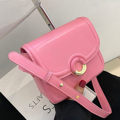 Antmvs Antmvs  Simple Women Pu Leather Shoulder Bags Solid Color College Style High Quality Prom Flap Armpit Bags Blue Pink Messenger Bags