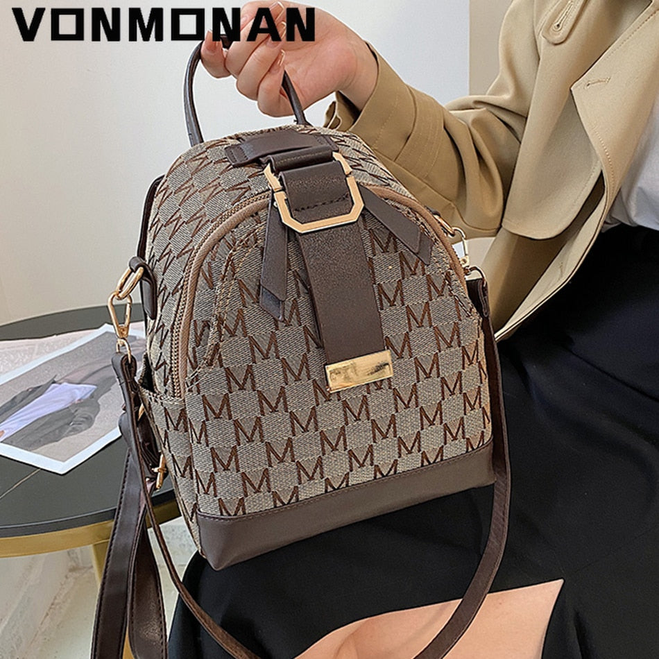 Antmvs Antmvs  Classic Knitting Letter Women Small Backpack Designer Luxury School Bag for Teenager Girls PU Leather Rucksack Shoulder Sac New