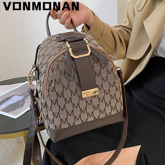 Antmvs Antmvs  Classic Knitting Letter Women Small Backpack Designer Luxury School Bag for Teenager Girls PU Leather Rucksack Shoulder Sac New