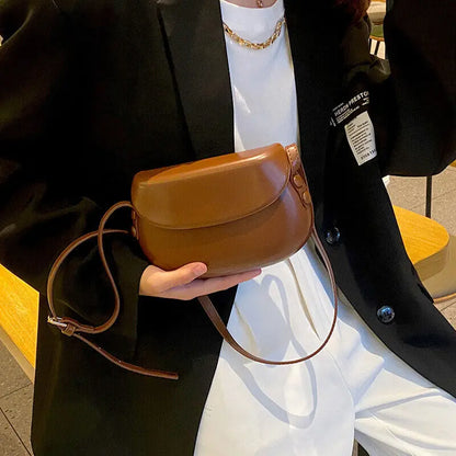 Antmvs Antmvs - Fashion Pu Leather Saddle Armpit Bags Chain Crossbody Bag Ladies Vintage Underarm Handbags Shoulder Bag Flap Messenger Pouch