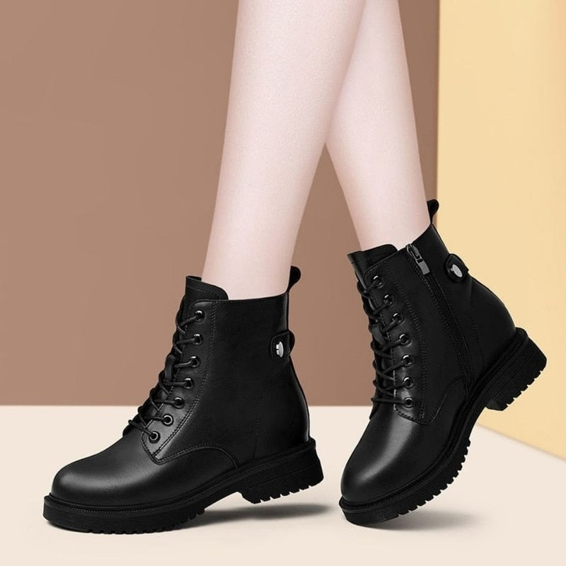 Antmvs Women's Ankel Boots Autumn Winter Women Chelsea Boots Womens Short Boots Flat Shoes Fashion Platform Boots Gothic Botas De Mujer