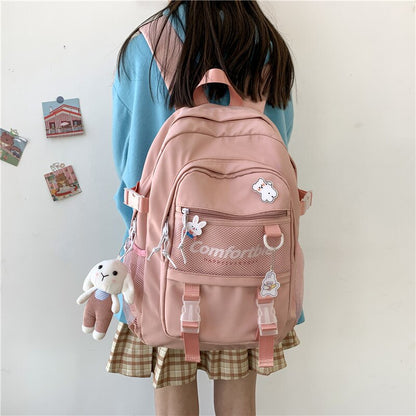 Antmvs Antmvs   Cute Nylon Waterproof Color Women Backpack Unisex Fashion Schoolbag Lady Kawaii Book Female Travel Backpack Trendy