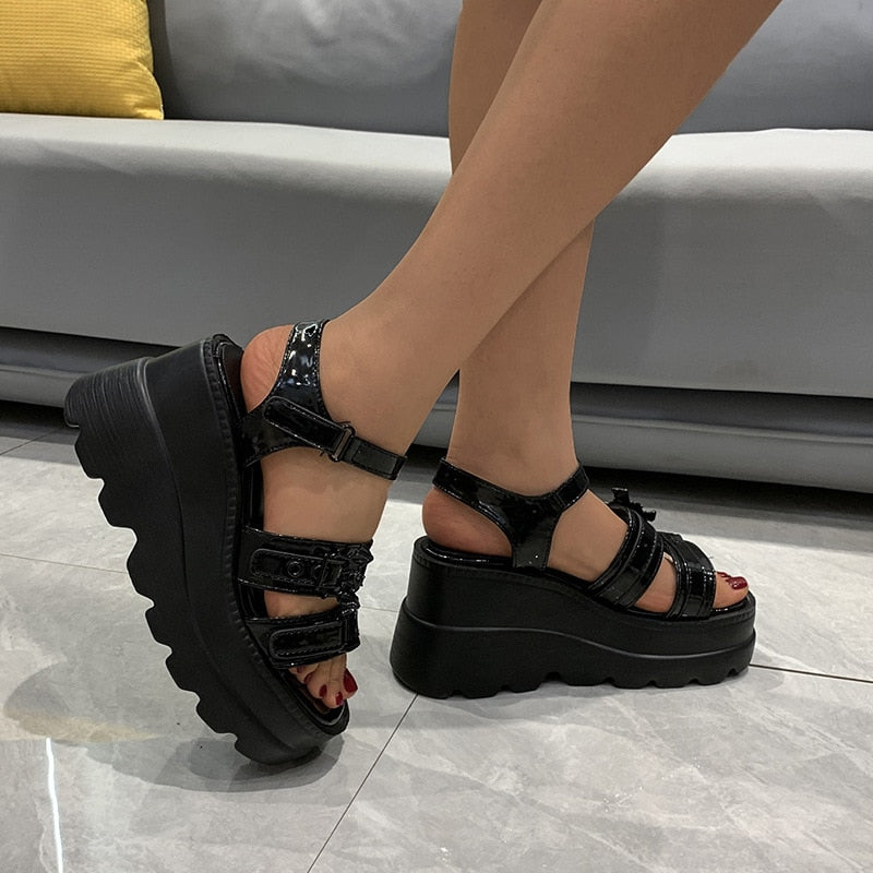 antmvs  Women's Platform Sandals Fashion Punk Gothic Wedge Sandals Women Platform Casual Woman High Heels Sandales Femmes Été