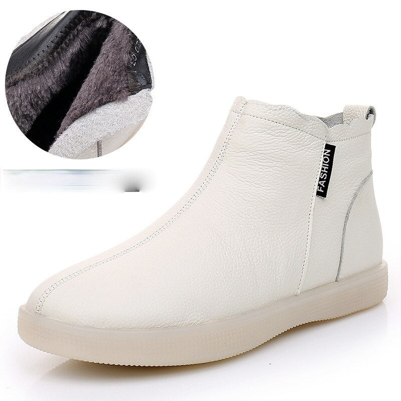 Antmvs  Fujin Spring Genuine Leather Cow Women Ankle Boots Waterproof Slip On Super Comfortable Booties Autumn Winter Shoes Non Slip