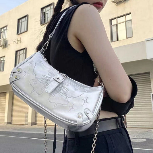 Antmvs Antmvs  Fashion Design Butterfly Women's Shoulder Bags Sweet Chain Female Crossbody Bag Pu Leather Cool Girls Handbags Underarm Purse