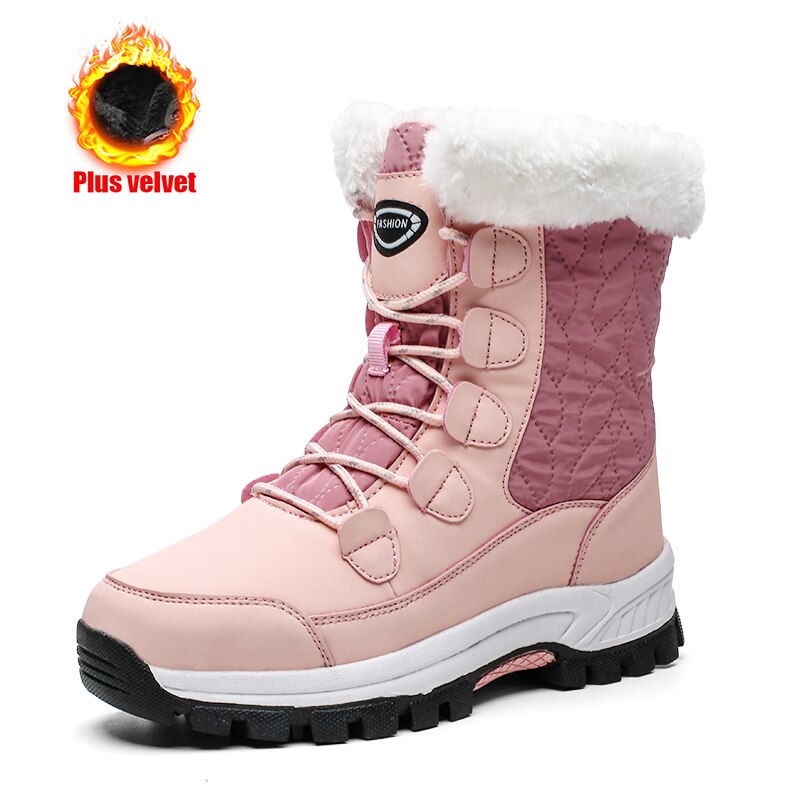 Antmvs Women's Winter High Boot With Fur Snow Boot Warm Puffy Boots For Women Water Proof White Platform Boot Shoes 41 Mid Calf Boots