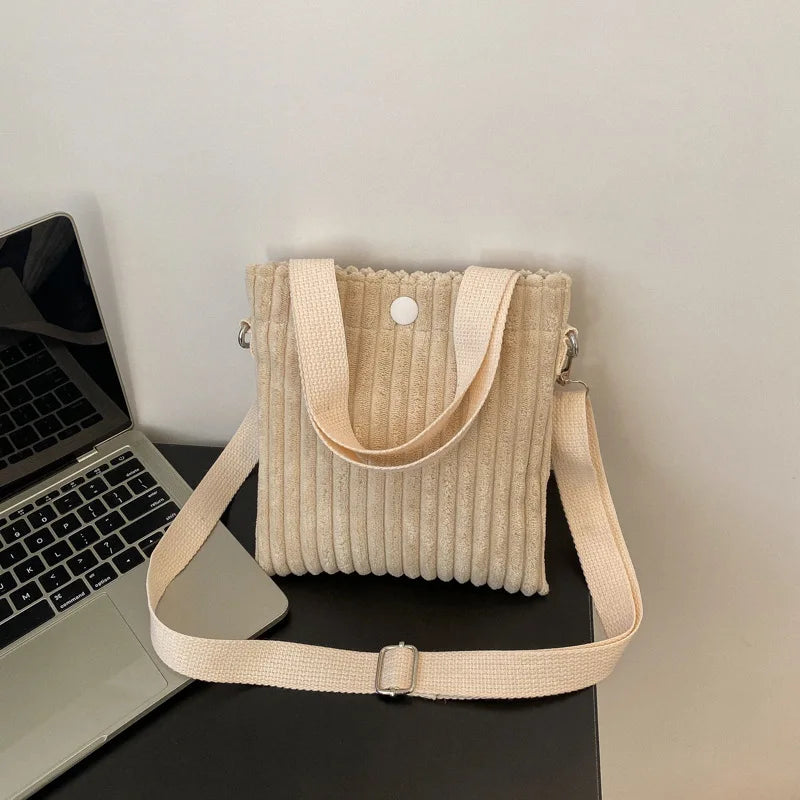 Antmvs Antmvs - Mini Tote Bag Women Corduroy Zipper Shoulder Bag Spring Summer New Fashion Handbag Single Shoulder Bag Crossbody Small