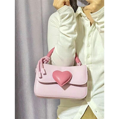 Antmvs Antmvs Sweet Cute Love Ladies Handbags Pink Heart Women's Small Square Shoulder Bags Pu Leather Simple Female Purse Crossbody Bag