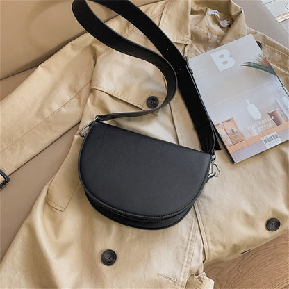 Antmvs Antmvs  Retro Solid Color Saddle Bag High Quality Leather Shoulder Bags for Women  New Simple Ladies Crossbody Bag Designer Handbags