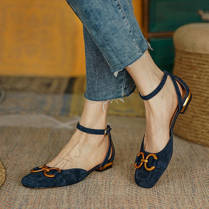 Antmvs French Hollow Ladies Sandals Commute Classic Low-heeled Female Single Shoes Summer New Casual Square Head Women's Shoes