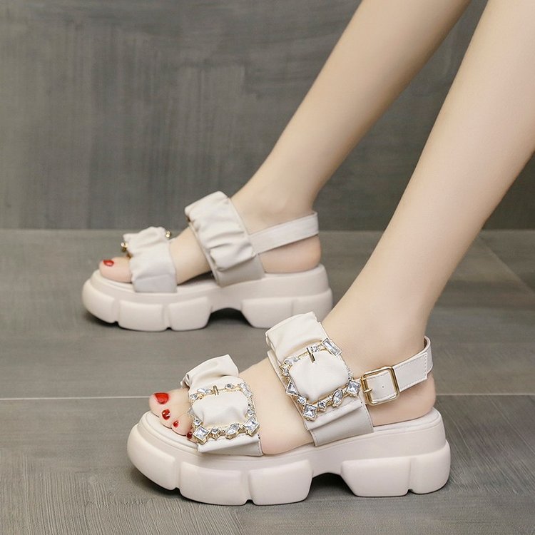 antmvs  5.5Cm Platform Women Summer Shoes Platform Heel Chunky Beach Sandals Women  Comfortable Soft Leather Slippers Sandalea