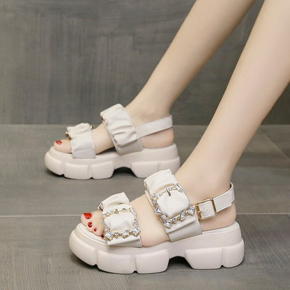 antmvs  5.5Cm Platform Women Summer Shoes Platform Heel Chunky Beach Sandals Women  Comfortable Soft Leather Slippers Sandalea