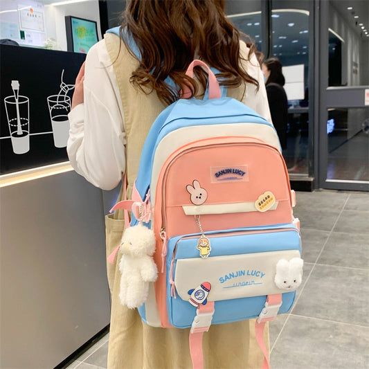 Antmvs Antmvs  Bags for Women   Large Capacity Student Backpack Fashion Solid Laptop Bag Versatile Waterproof Shoulder Bag