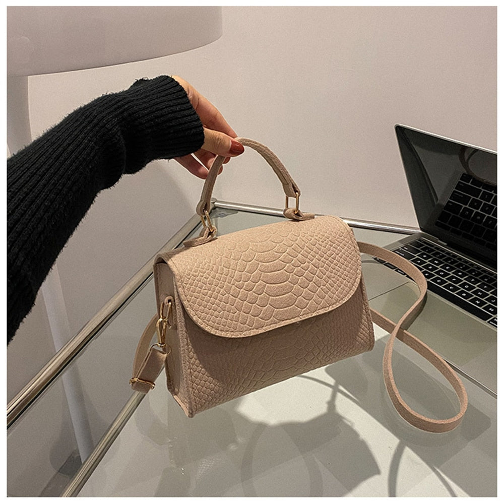 Antmvs Antmvs Crocodile Embossed Niche Crossbody Bag Solid Color Girl Luxury Totes Female Korean Trend Handbags Leather  Shoulder Bag