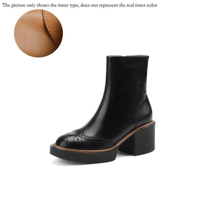 Antmvs  Autumn Winter Women Boots Round Toe Chunky Heel Women Shoes Solid Ankle Boots Platform Shoes Retro Bullock Chelsea Boots