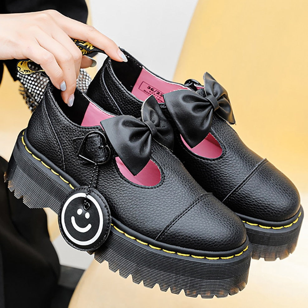 Antmvs  Women Genuine Leather Platform Shoes Thick Bottom Mary Jane Footwear College Style Lolita Ladies Sports Shoes Female Sneakers 43