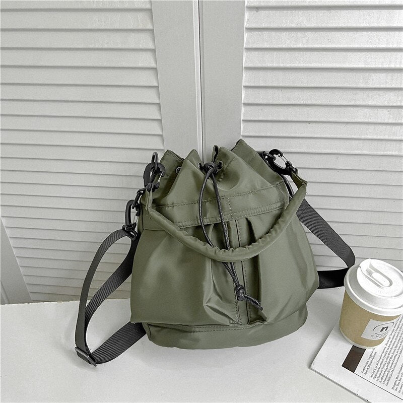 Antmvs Antmvs Fashion Women Handbags Waterproof Nylon Shoulder Bags Large Capacity Crossbody Bags for Women Portable Drawstring Bucket Bag