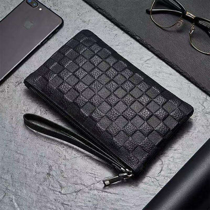 Antmvs Antmvs Fashion Business Style Men's Handbags Soft PU Leather Clutch Bag Male Wristlet Pack Bag Crocodile Pattern Zipper Envelope Bag