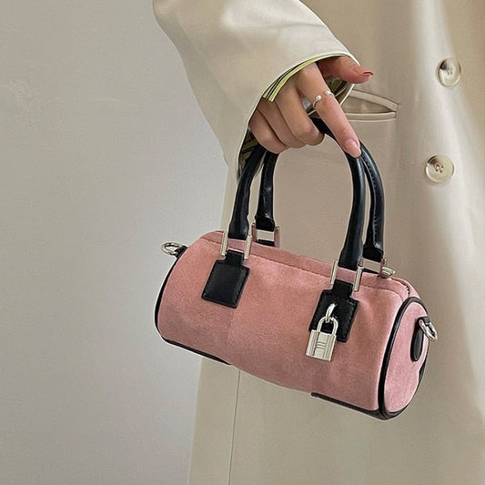 Antmvs Graduation Gift Fashion Women's Lock Cylinder Shoulder Bag Matte Leather Female Pillow Crossbody Bags Cute Pink Ladies Small Clutch Handbags
