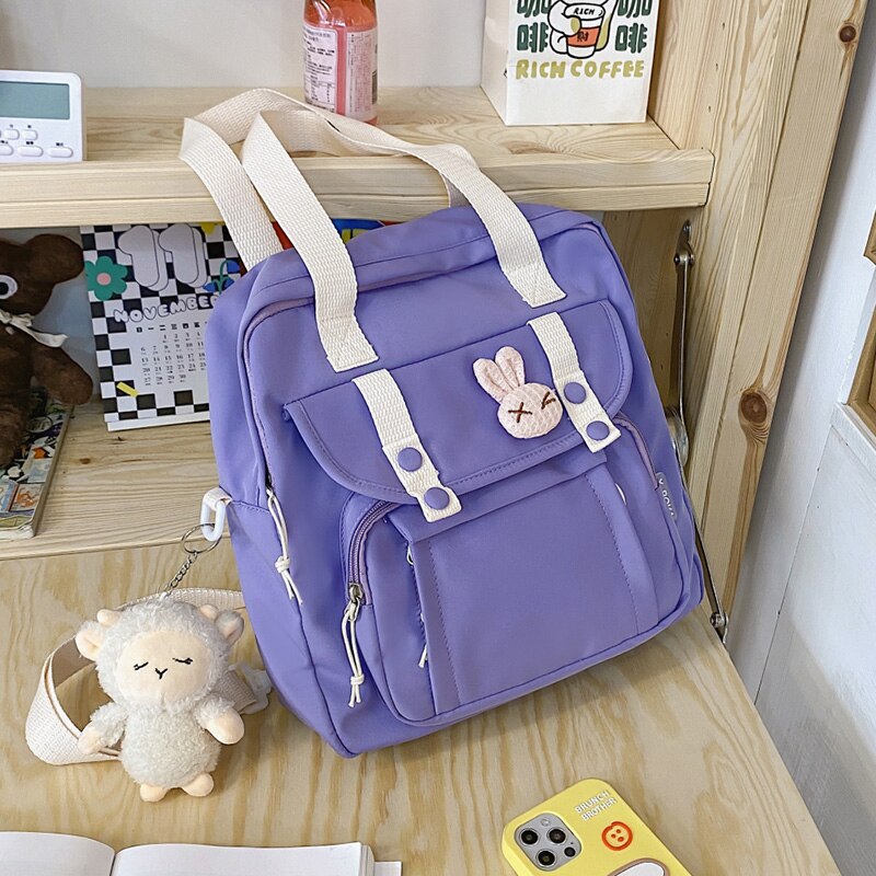 Antmvs Antmvs  Women's Nylon Backpack Candy Color Waterproof School Bag Teen Girls Contrast Color Shoulder Bag Women's Backpack Mochila