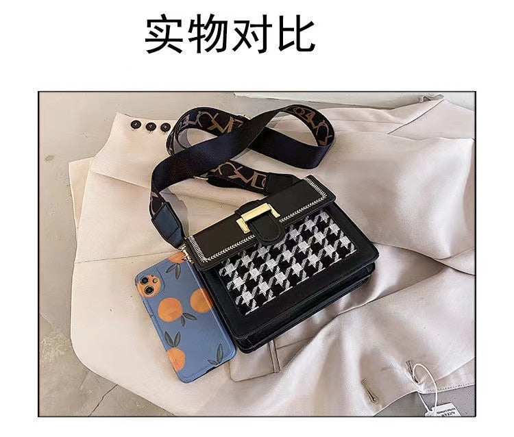 Antmvs Antmvs Bag Women New Shoulder Collocation Retro Wide  Strap Crossbody Small Square