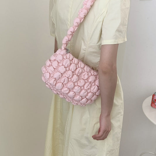 Antmvs Fashion Pleated Women Underarm Bag Pink Bubble Female Small Tote Shoulder Bags Sweet Girls Messenger Bag Clutch Purse Handbags