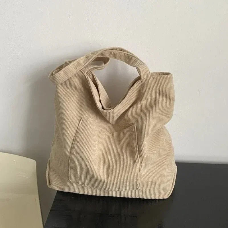 Antmvs Antmvs -  New Women's Corduroy Tote Bag Large Shoulder Hobo Bags Casual Handbags Large Capacity Female Shopping Work Commuting Bag