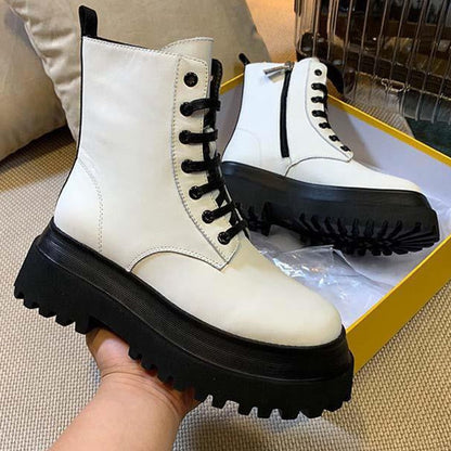 Antmvs New Women Boots Zipper No Slip Fashion  Mid Calf Boots Woman Casual Sports Shoes Female Winter Platform Heel Ladies Shoes