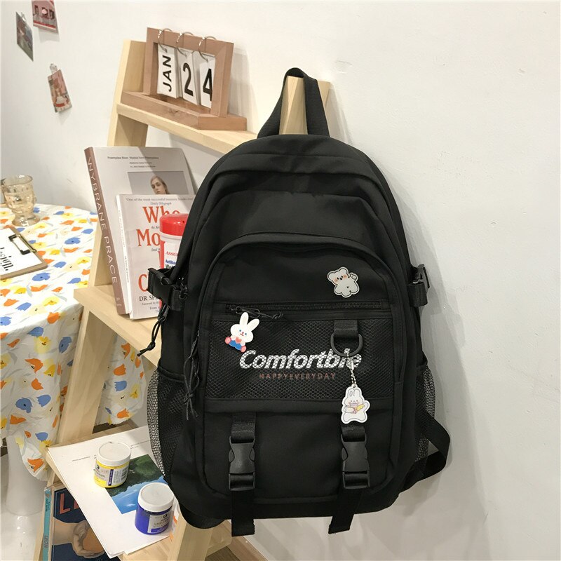 Antmvs Antmvs   Cute Nylon Waterproof Color Women Backpack Unisex Fashion Schoolbag Lady Kawaii Book Female Travel Backpack Trendy