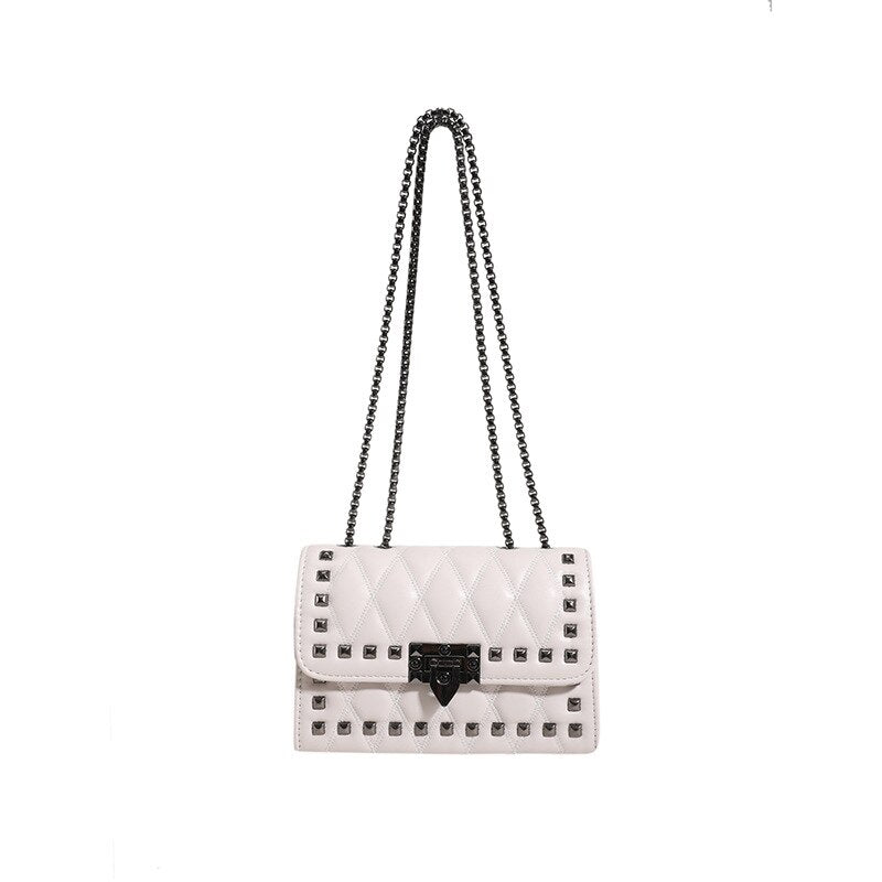 Antmvs Antmvs Luxury Rivet Chain Crossbody Bags For Women Diamond Lattice PU Leather Shoulder Bag Trendy Lock Ladies Purses and Handbags