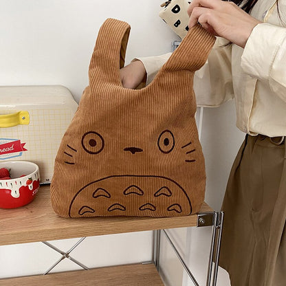 Antmvs Antmvs Cartoon Totoro Embroidery Lamb Fabric Handbag for Women Girls Japan INS Shoulder Bag Tote Bag Soft Fur Shopper Bag Dropshipping