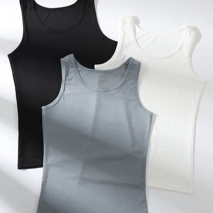 Antmvs 3pcs Solid Ribbed Tank Tops, Crew Neck Sleeveless Top, Women's Lingerie & Underwear