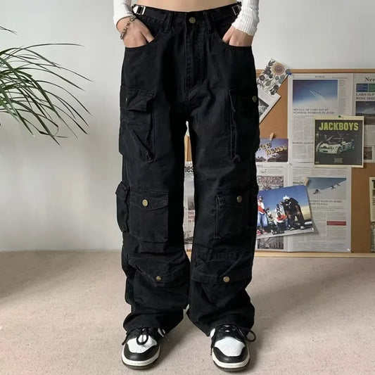 Men's Pants Y2K Cargo Pants Multi-pocket Overalls Men Harajuku Casual Women Baggy Trousers Oversize Straight Mopping Pants Spring Autumn 230504