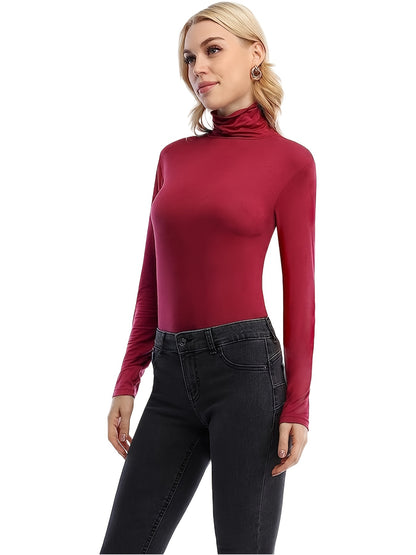 Antmvs 3 Packs Turtleneck T-Shirts, Casual Long Sleeve Top For Spring & Fall, Women's Clothing