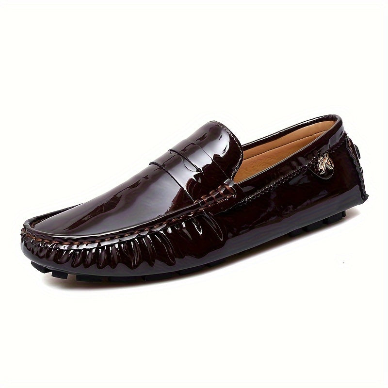 Womens Solid Color Microfiber Synthetic Leather Slip-on Loafers - Non-Slip Rubber Sole, Wear-Resistant, Comfortable, All-Season Flats - Easy to Wear, Breathable, and Durable