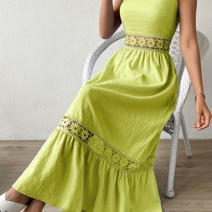 Antmvs Women's Bridesmaid Dresses Elegant Casual Solid Hollow Fashion Summer Bohemian Long Dress, Women's Clothing