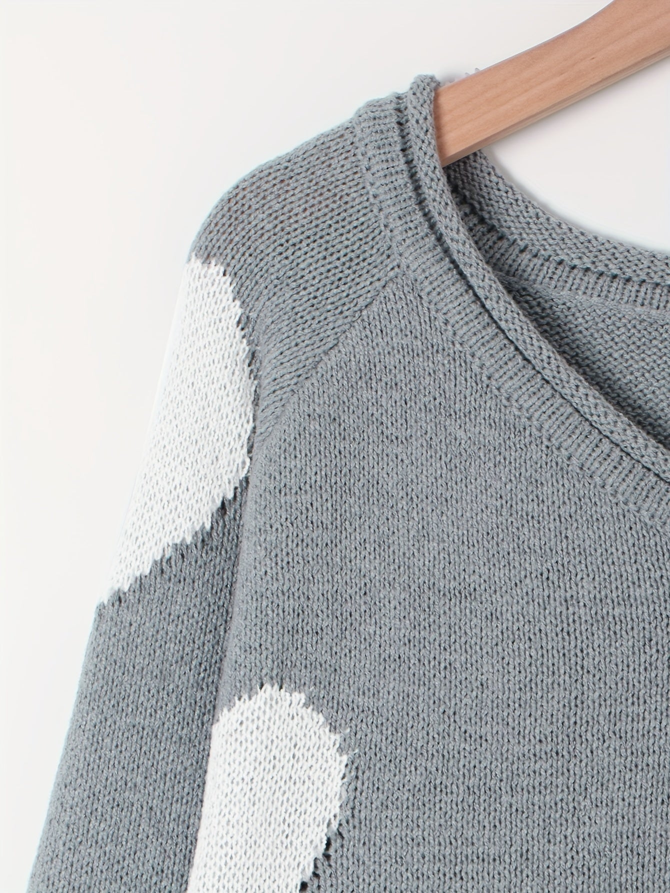 Antmvs Heart Pattern Crew Neck Pullover Sweater, Casual Long Sleeve Raglan Shoulder Sweater, Women's Clothing
