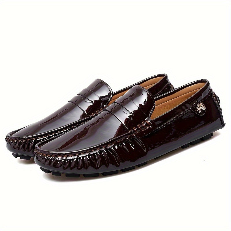 Womens Solid Color Microfiber Synthetic Leather Slip-on Loafers - Non-Slip Rubber Sole, Wear-Resistant, Comfortable, All-Season Flats - Easy to Wear, Breathable, and Durable