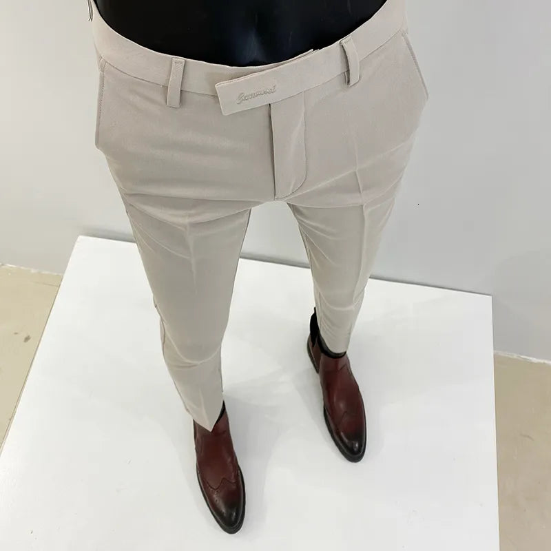 Men's Pants Men Suit Pants Formal Trousers Pantalone Hombre Stretch Slim Solid Color Casual Dress Full Length Pants Fashion Men Clothing 230524