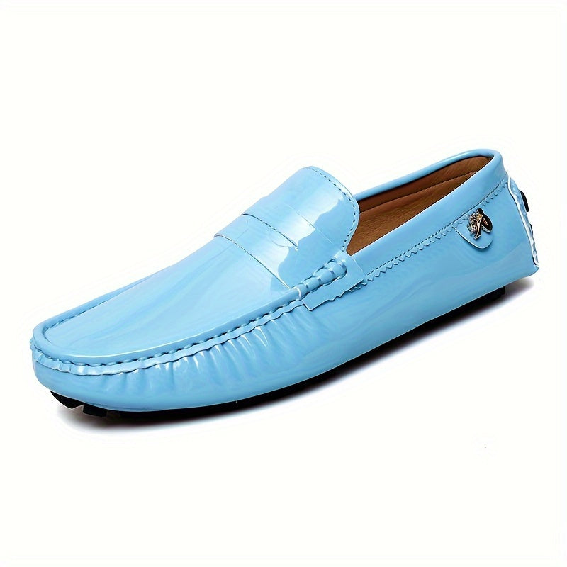 Womens Solid Color Microfiber Synthetic Leather Slip-on Loafers - Non-Slip Rubber Sole, Wear-Resistant, Comfortable, All-Season Flats - Easy to Wear, Breathable, and Durable