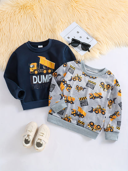 2pcs Letter Print Boys Casual Pullover Hooded Long Sleeve Sweatshirt For Spring Fall, Kids Clothing