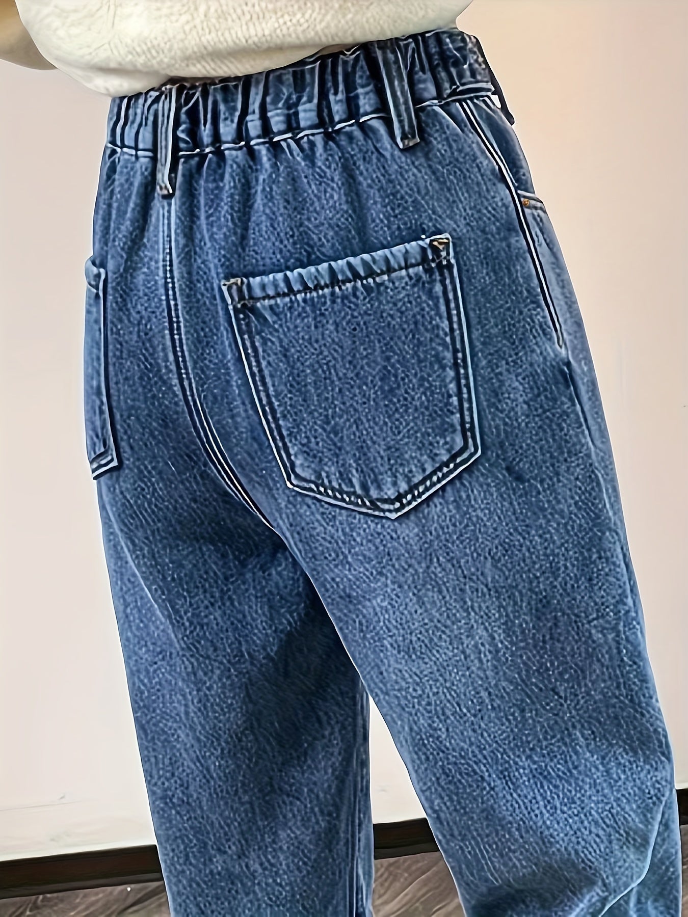 Antmvs High Waist Versatile Tapered Jeans, Fleece Liner Keep Warm Casual Mom Jeans, Women's Denim Jeans & Clothing