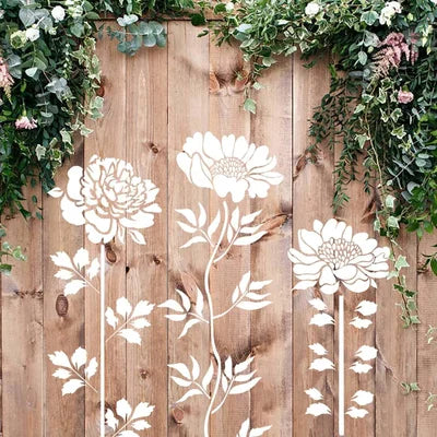 🌻Flower Stencil for Garden Fence Large Flower Stencils for Wall 14” Peony Templates for Painting on Wood Furniture