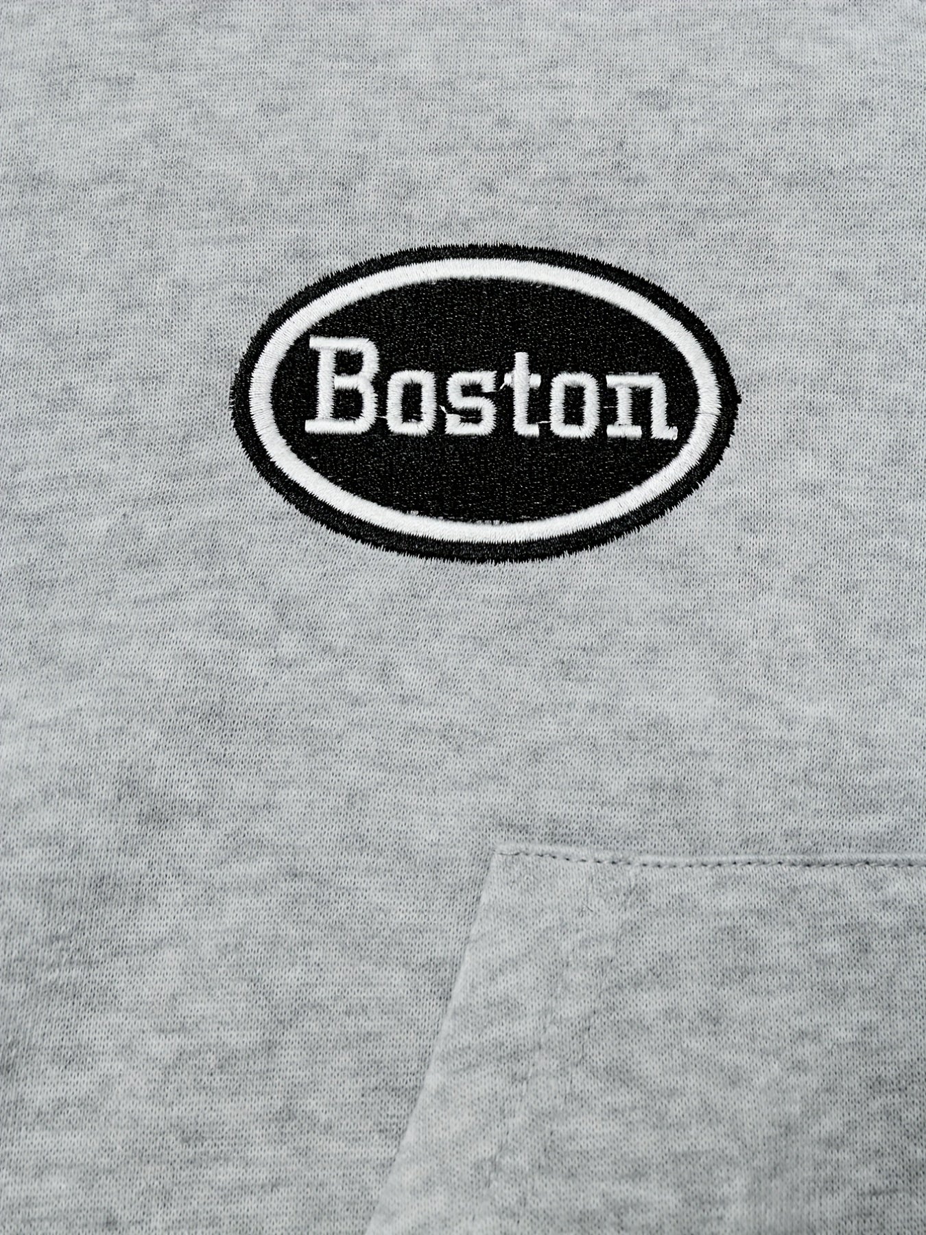 Antmvs Boston Zip Up Crop Hoodie, Casual Long Sleeve Drawstring Hoodies Sweatshirt, Women's Clothing